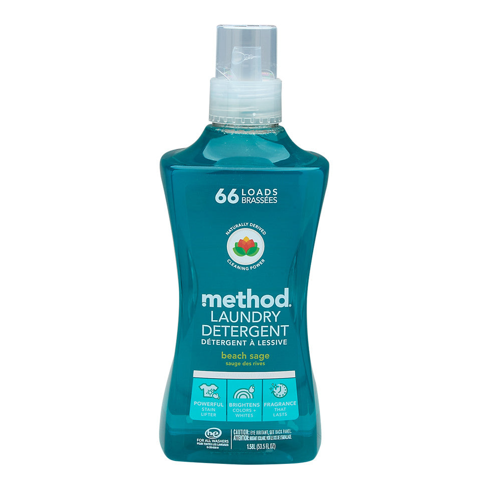 Method 4X Laundry Detergent Beach Sage 66 Load 53.5 Oz Bottle