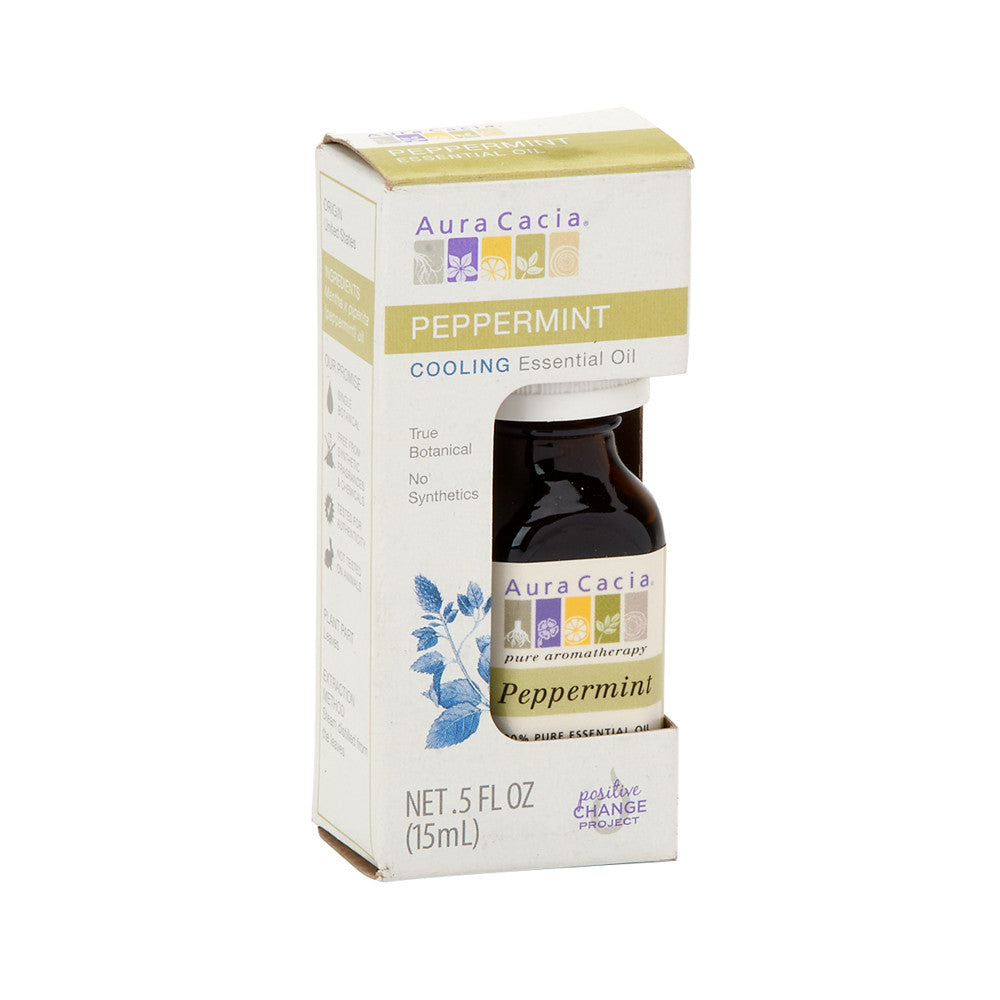Aura Cacia Essential Peppermint Oil 0.5 Oz Box