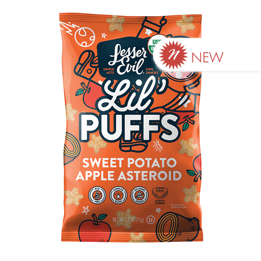 Wholesale Lesserevil Lil' Puffs Sweet Potato Apple 2.5 Oz Bag Bulk