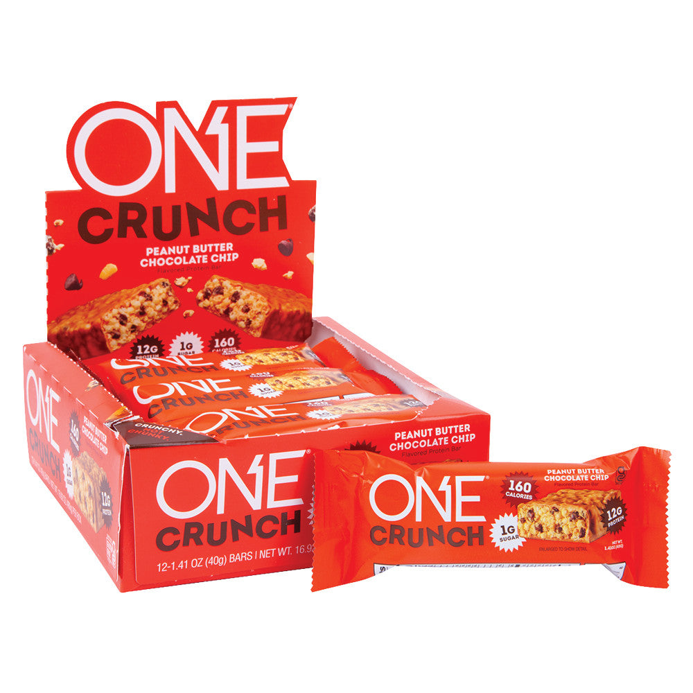 Wholesale One Crunch Bar Peanut Butter Chocolate Chip Protein Bar 1.41 Oz Bulk