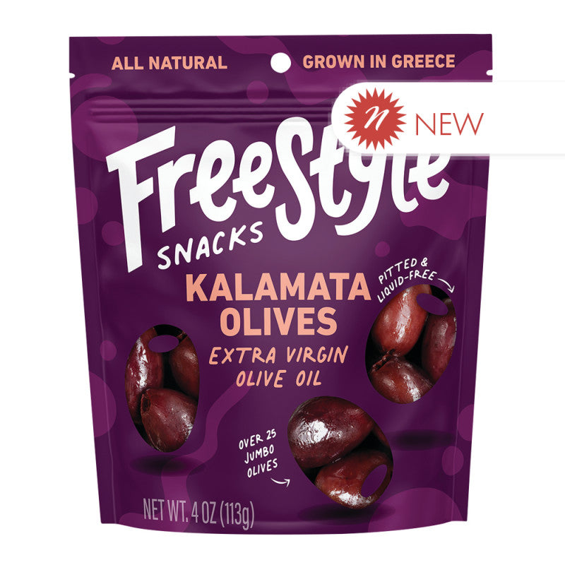Wholesale Freestyle Snacks Kalamata Olives With Evoo 4 Oz Pouch- Bulk