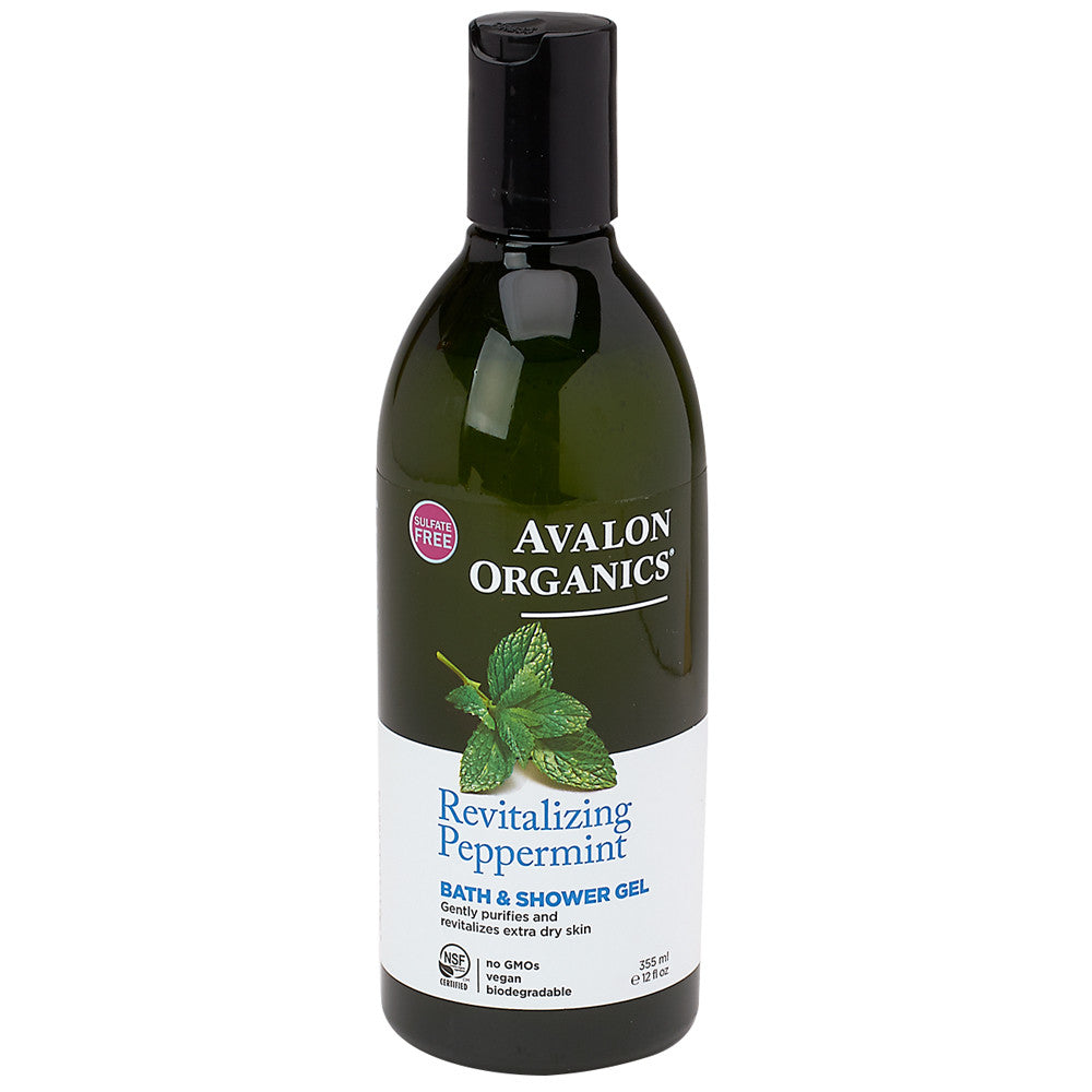 Avalon Organics Revitalizing Peppermint Bath/Shower Gel 12 Oz Bottle