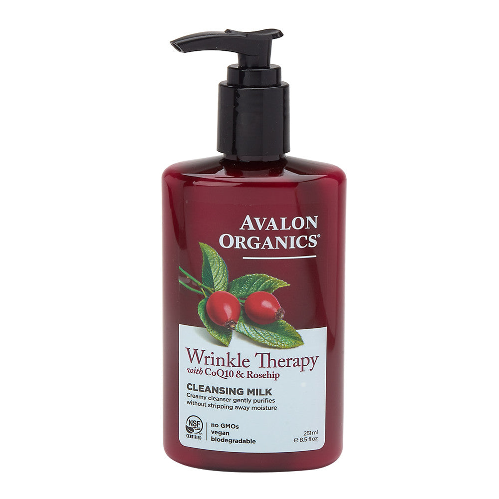 Wholesale Avalon Organics Coq10 Wrinkle Therapy Cleansing Milk 8.5 Oz Pump Bottle- Bulk