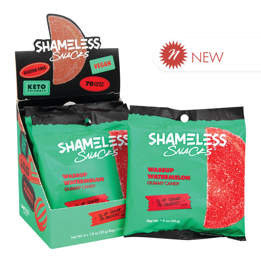 Wholesale Shameless Snacks Wassup Watermelon Gummy Candy 1.08 Oz Bag Bulk