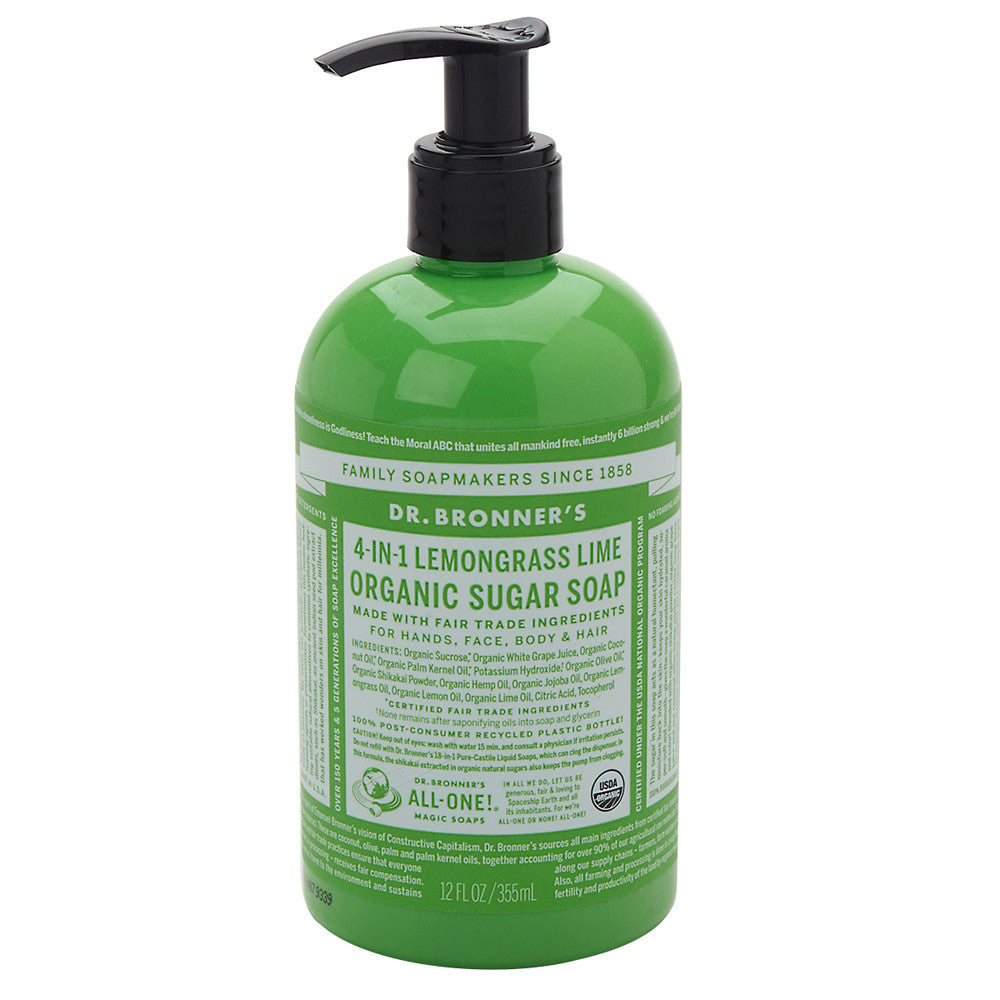 Dr. Bronner'S Lemongrass Lime Hand Soap 12 Oz Pump Bottle