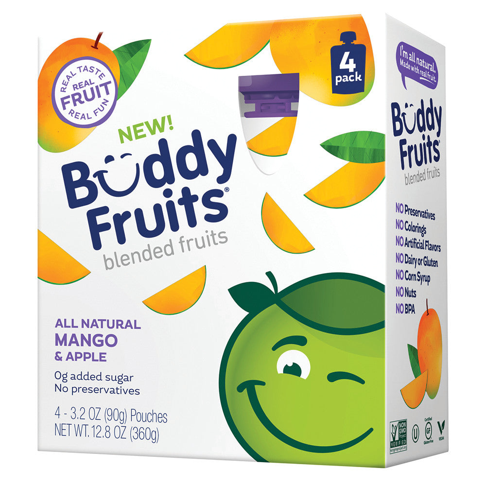 Wholesale Buddy Fruits Mango & Apple Fruit Pouch 12.8 Oz Box- Bulk