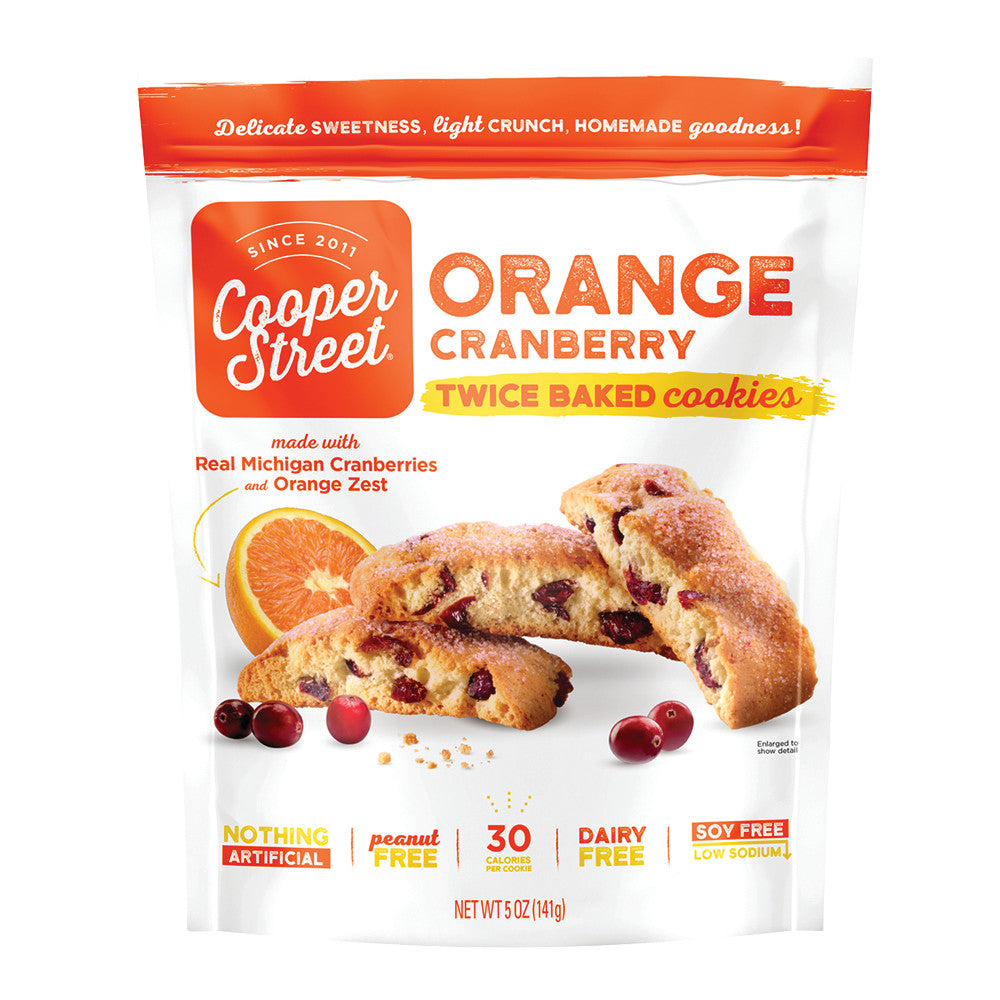 Wholesale Cooper Street Orange Cranberry Twice Baked Cookies 5 Oz Pouch- Bulk