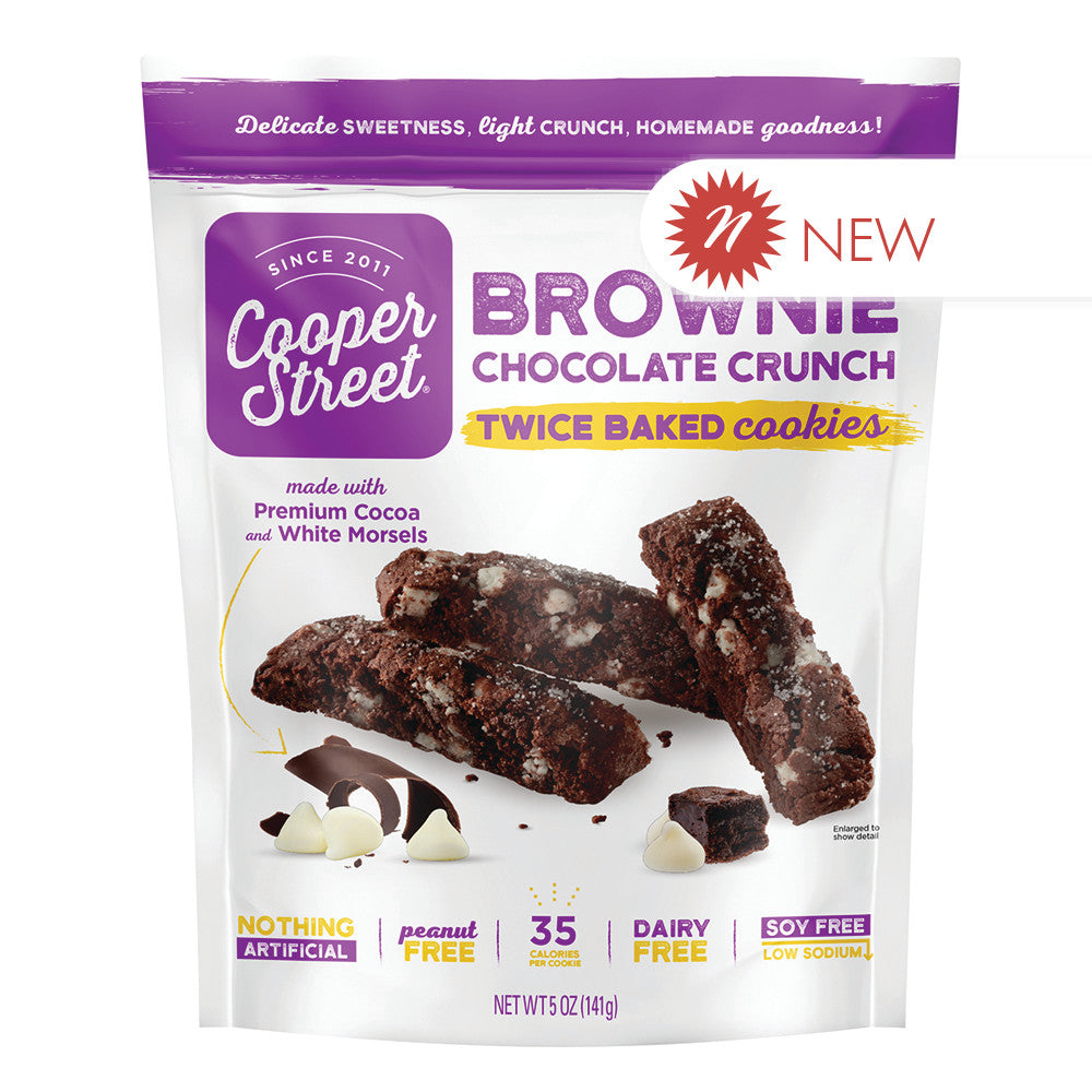 Wholesale Cooper Street Brownie Chocolate Crunch Twice Baked Cookies 5 Oz Pouch- Bulk