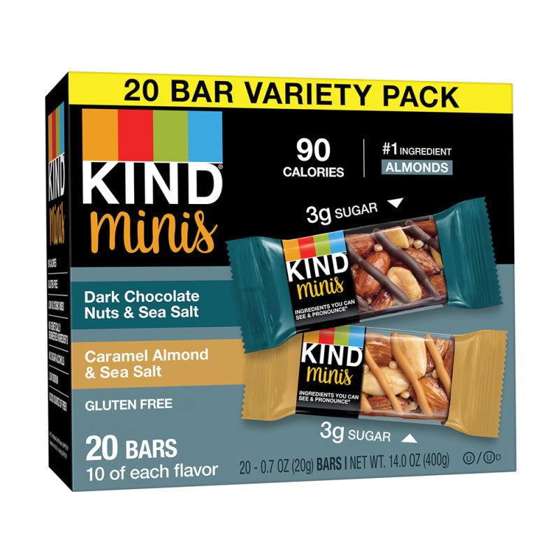 Wholesale Kind Dark Chocolate Nuts Sea Salt Caramel Almond Minis 14 Oz Box- Bulk
