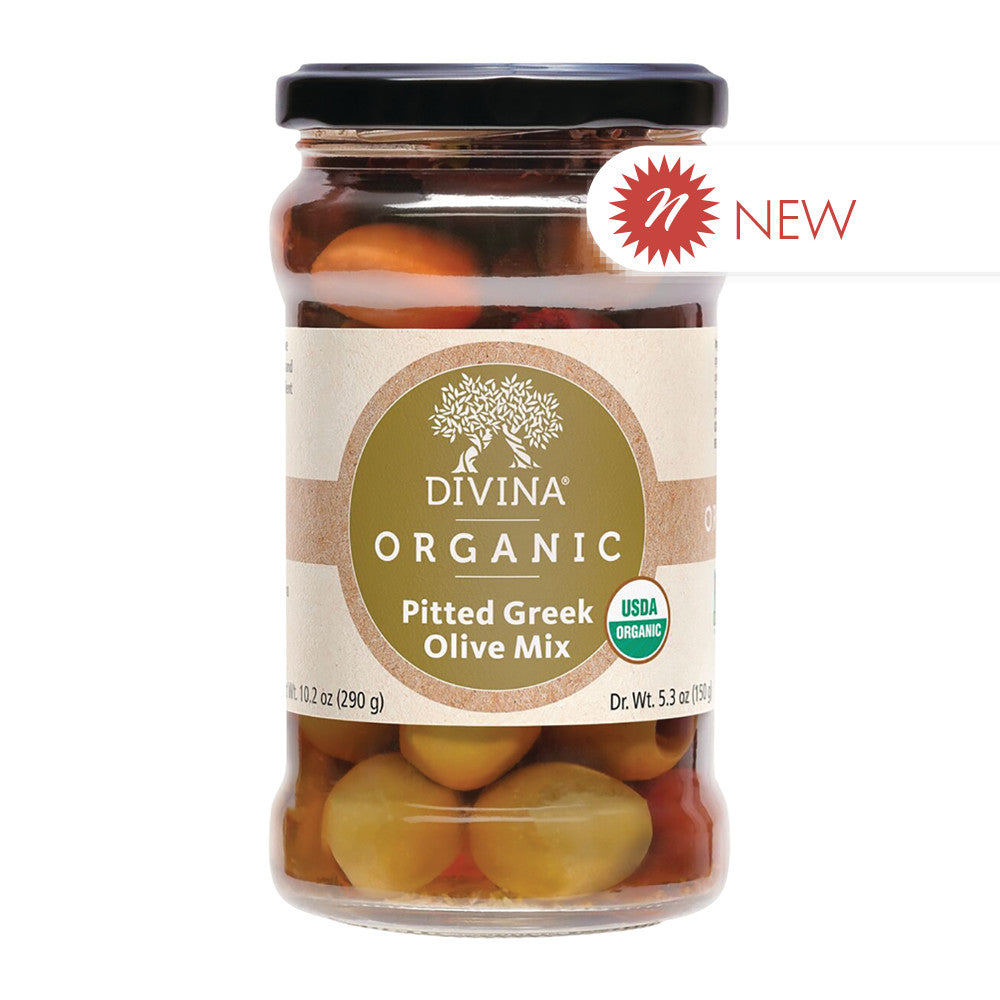 Wholesale Divina Organic Pitted Greek Olive Mix 10.2 Oz Jar- Bulk