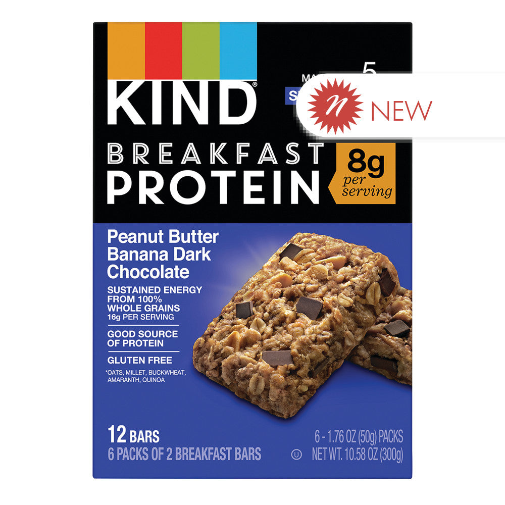Wholesale Kind Breakfast Bar Protein Peanut Butter Banana Dark Chocolate 10.58 Oz Box- Bulk