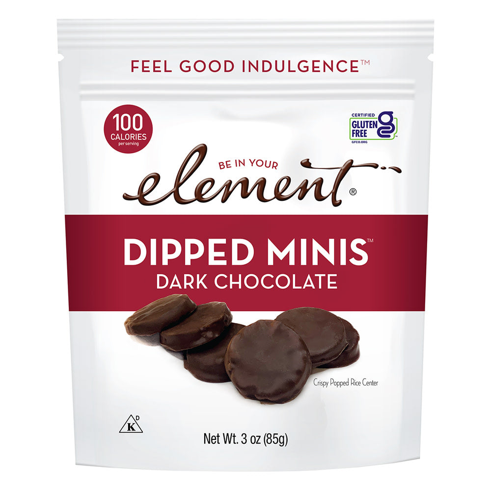 Wholesale Element Dark Chocolate Dipped Mini Rice Cakes 3 Oz Pouch- Bulk
