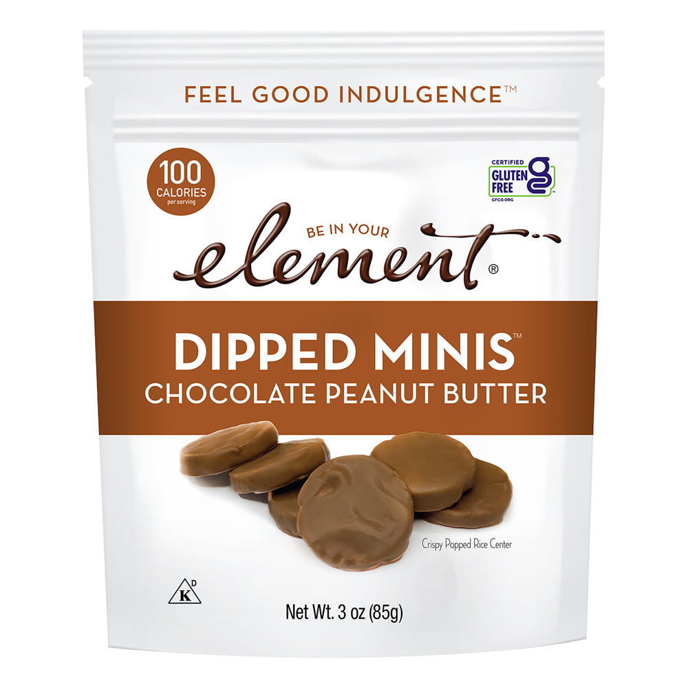 Wholesale Element Chocolate Peanut Butter Dipped Mini Rice Cakes 3 Oz Pouch- Bulk