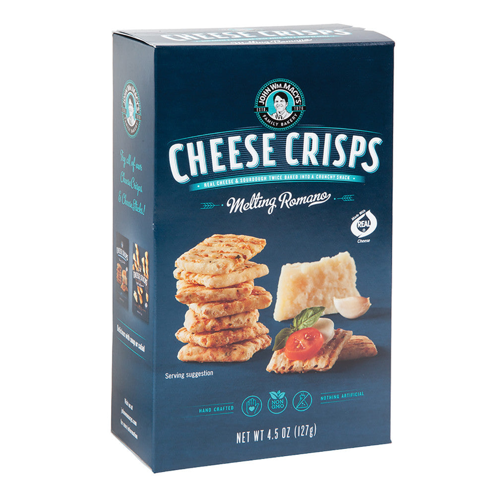 Wholesale John Wm. Macy'S Melting Romano Cheese Crips 4.5 Oz Box- Bulk
