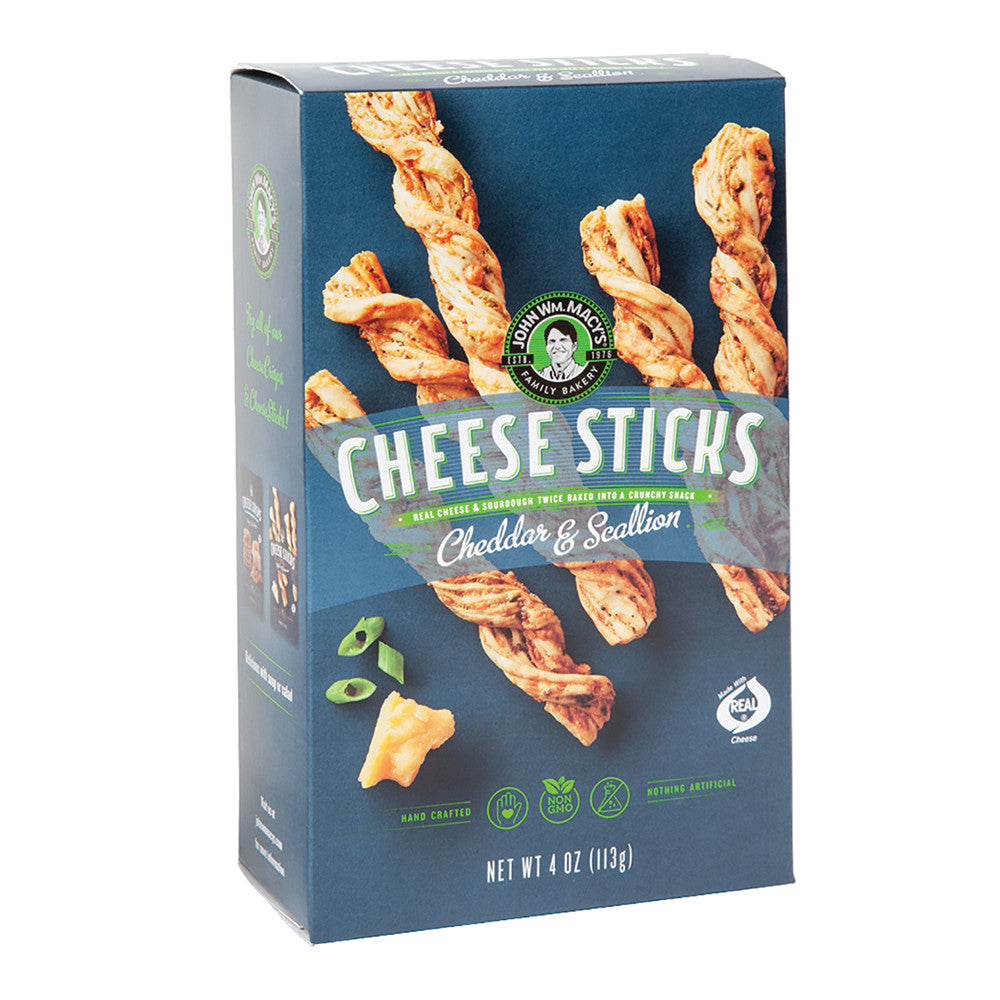 Wholesale John Wm. Macy'S Cheddar And Scallion Cheese Sticks 4 Oz Box- Bulk