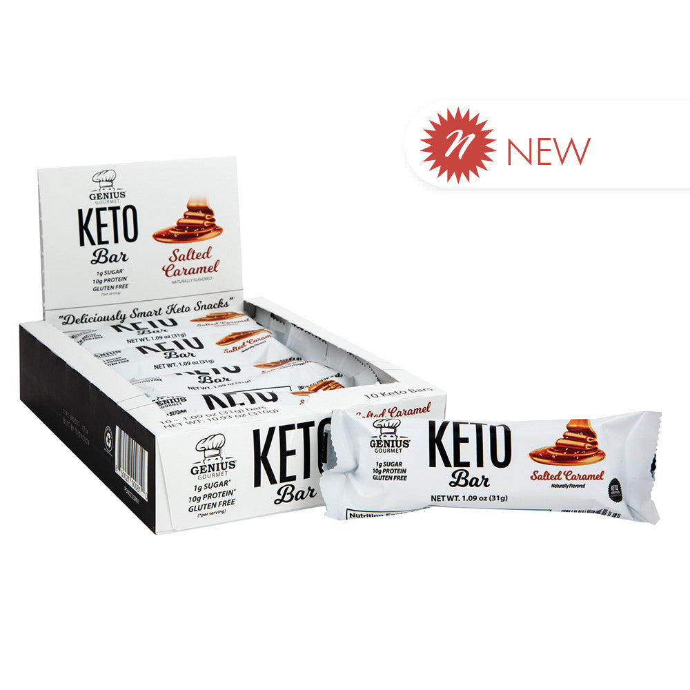 Wholesale Genius Gourmet Protein Bar Salted Caramel 1.09 Oz Bar- Bulk