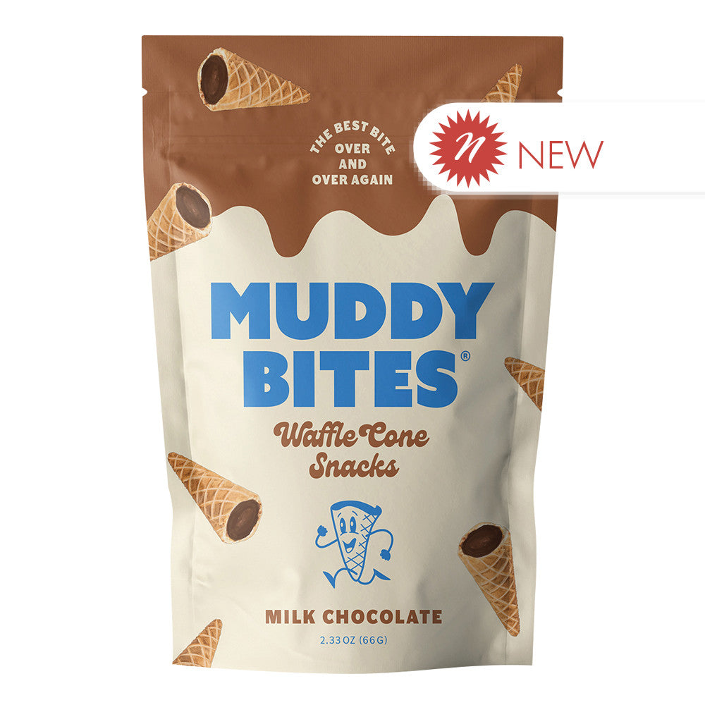 Wholesale Muddy Bites Milk Chocolate Waffle Cone Snacks 2.33 Oz Pouch- Bulk