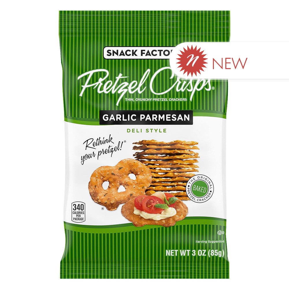 Wholesale Pretzel Crisps - Garlic Parmesan - 3Oz- Bulk
