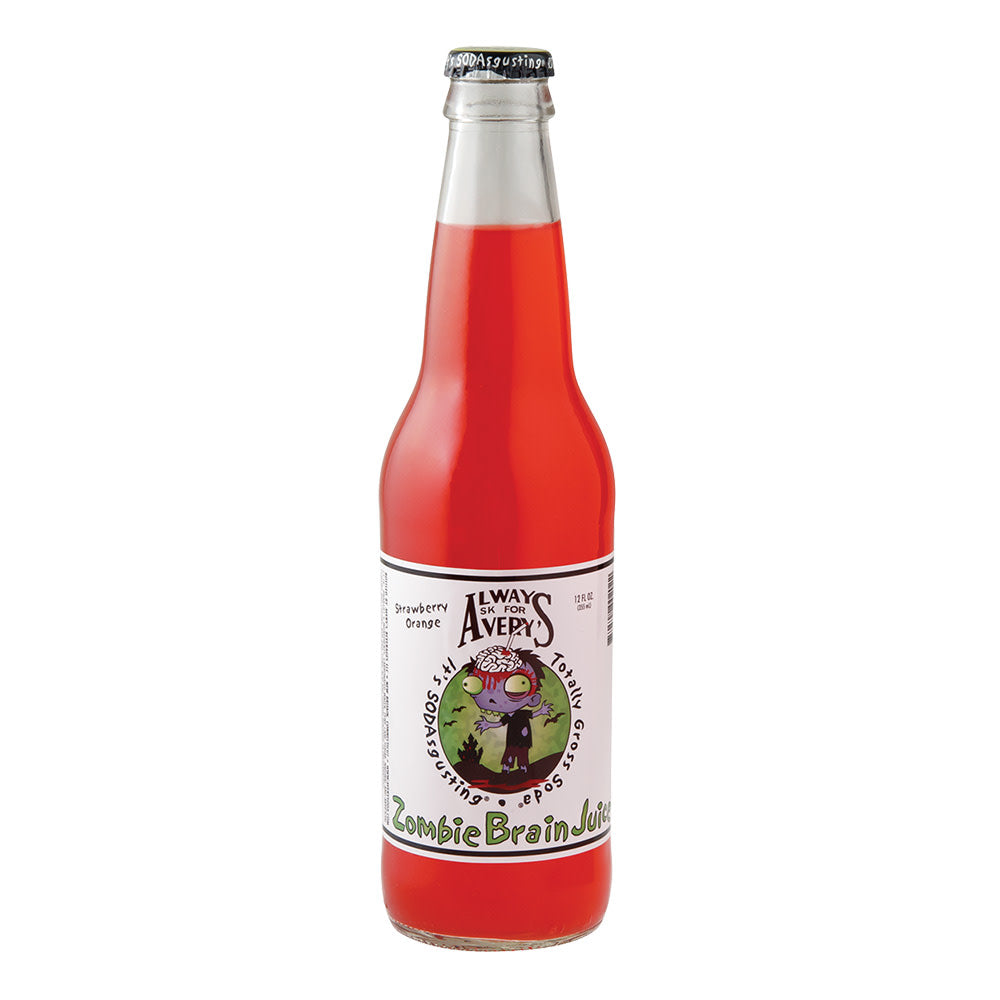 Wholesale Avery'S Zombie Brain Juice Strawberry Orange Soda 12 Oz Bottle- Bulk