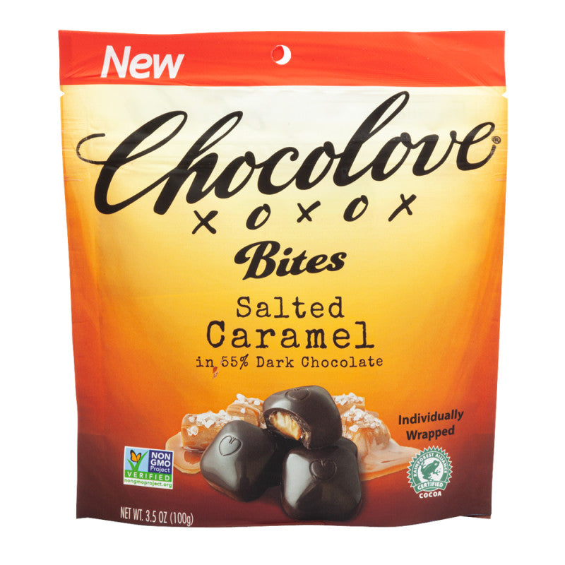 Wholesale Chocolove Salted Caramel Bites In Dark Chocolate 3.5 Oz Pouch- Bulk