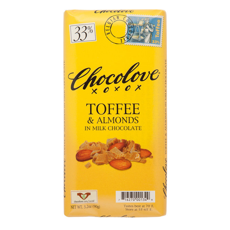 Wholesale Chocolove Toffee And Almonds In Milk Chocolate 3.2 Oz Bar- Bulk