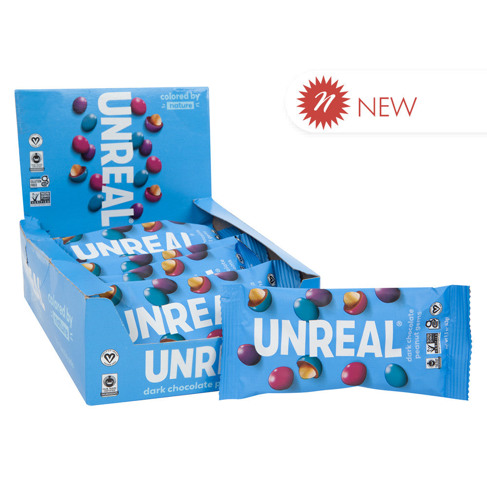 Wholesale Unreal Dark Chocolate Peanut Gems 1.5 Oz- Bulk