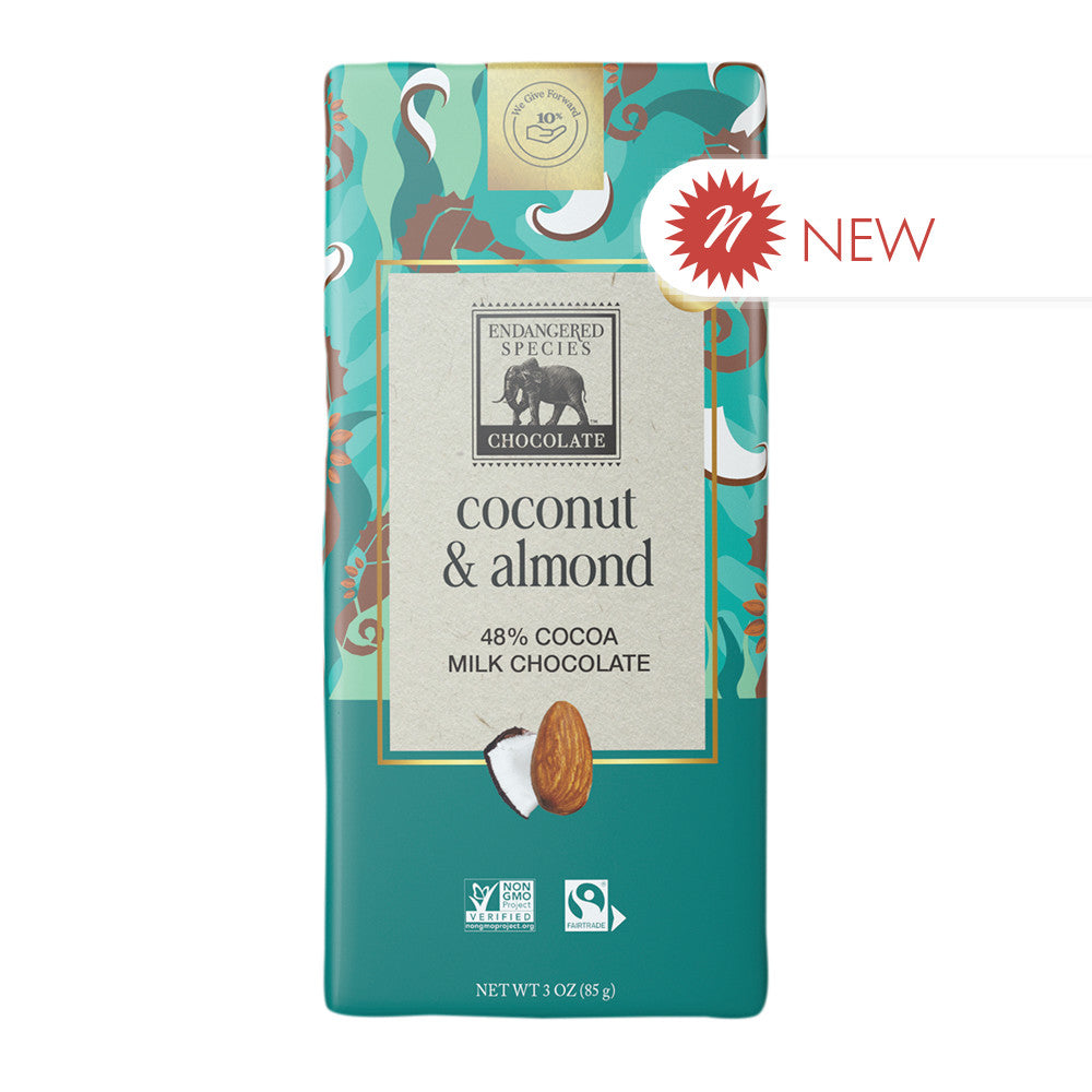 Wholesale Endangered Species Milk Chocolate Coconut Almond 3 Oz Bar- Bulk