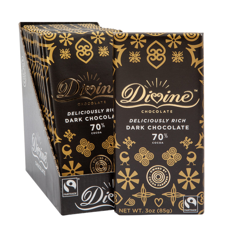 Wholesale Divine 70% Dark Chocolate 3 Oz Bar Bulk