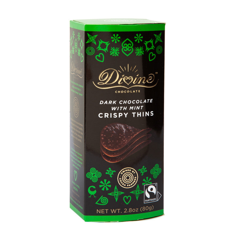 Wholesale Divine Dark Chocolate With Mint Cripsy Thins 2.8 Oz Box- Bulk