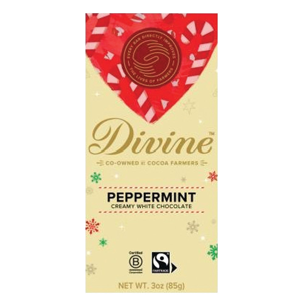 Wholesale Divine White Chocolate With Peppermint 3 Oz Bar Bulk
