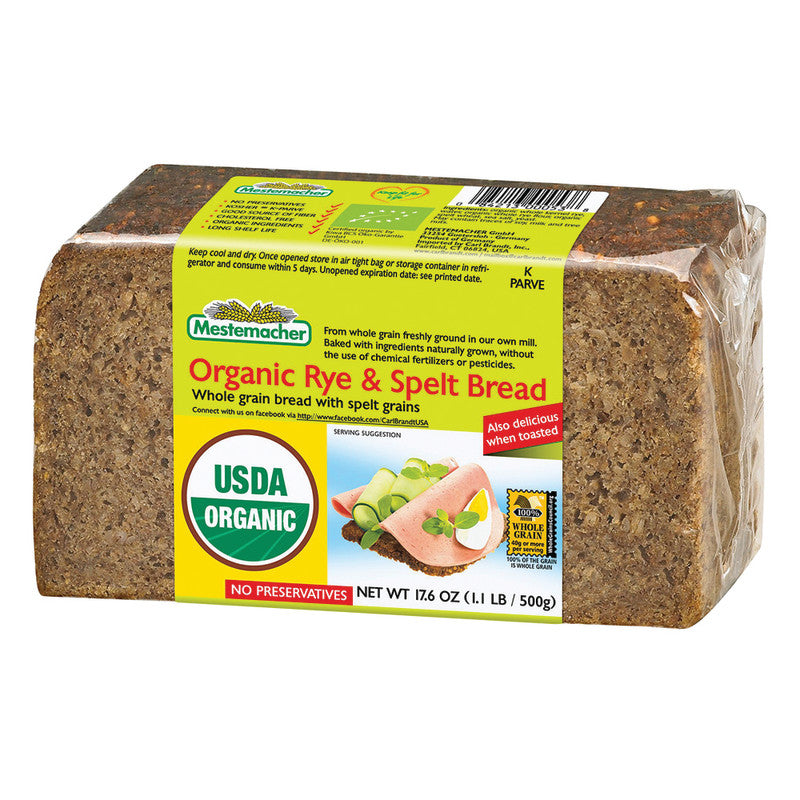 Wholesale Mestemacher Organic Rye And Spelt Bread 17.6 Oz- Bulk