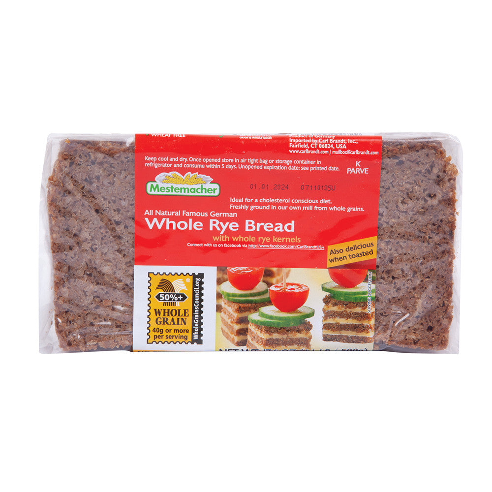 Wholesale Mestemacher Whole Rye Bread 17.6 Oz- Bulk