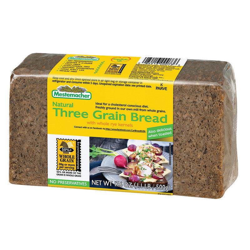 Wholesale Mestemacher 3 Grain Bread 17.6 Oz- Bulk