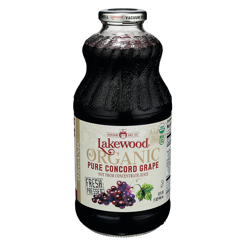 Wholesale Lakewood Organic Juices Organic Pure Grape 32 Oz Bottle- Bulk