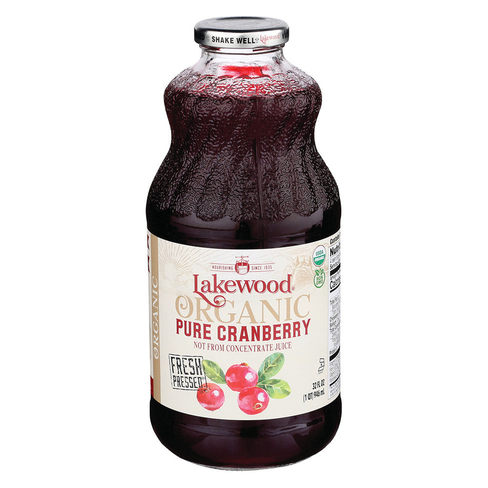 Lakewood Organic Juices Organic Cranberry Juice 32 Oz Bottle
