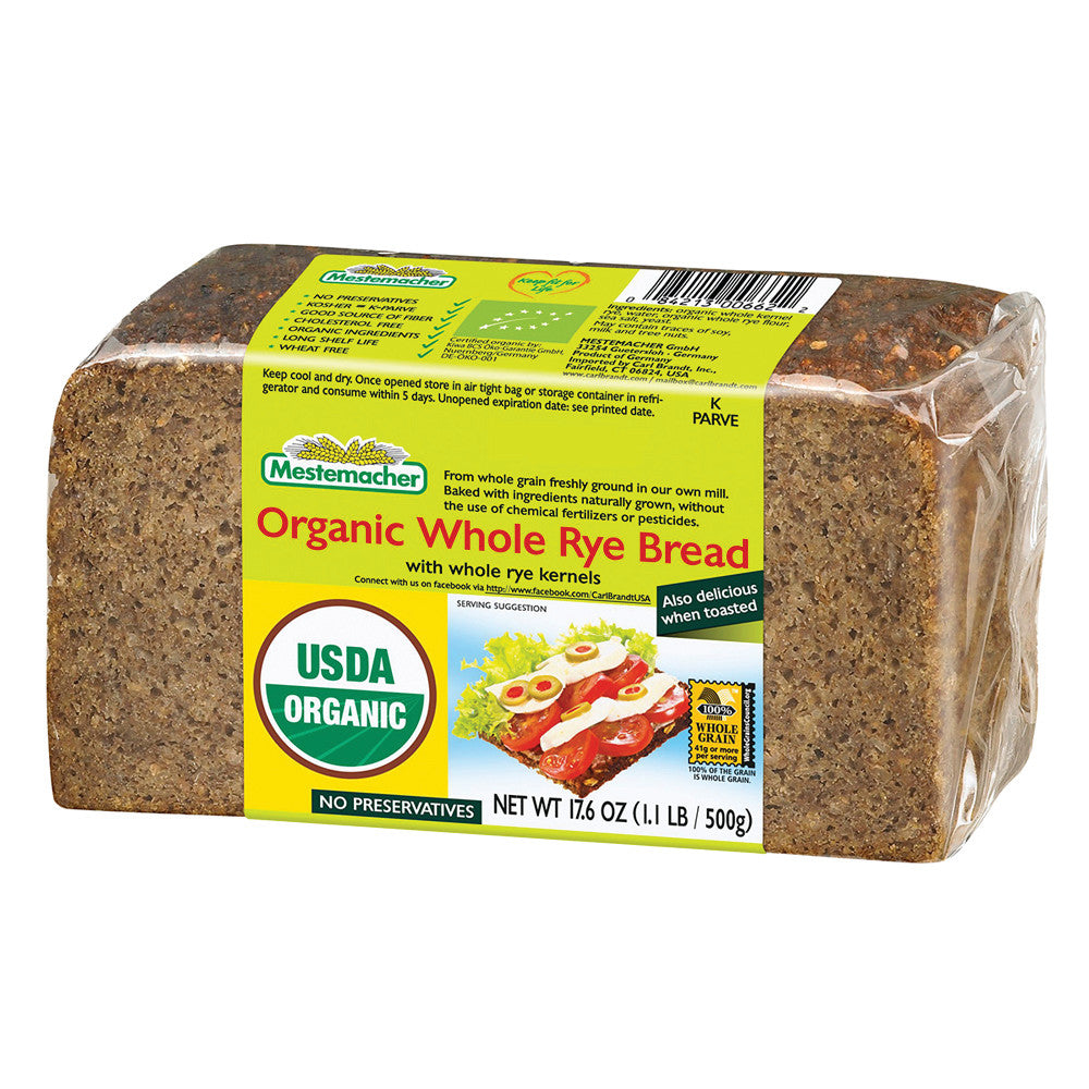 Wholesale Mestemacher Organic Whole Rye Bread 17.6 Oz- Bulk