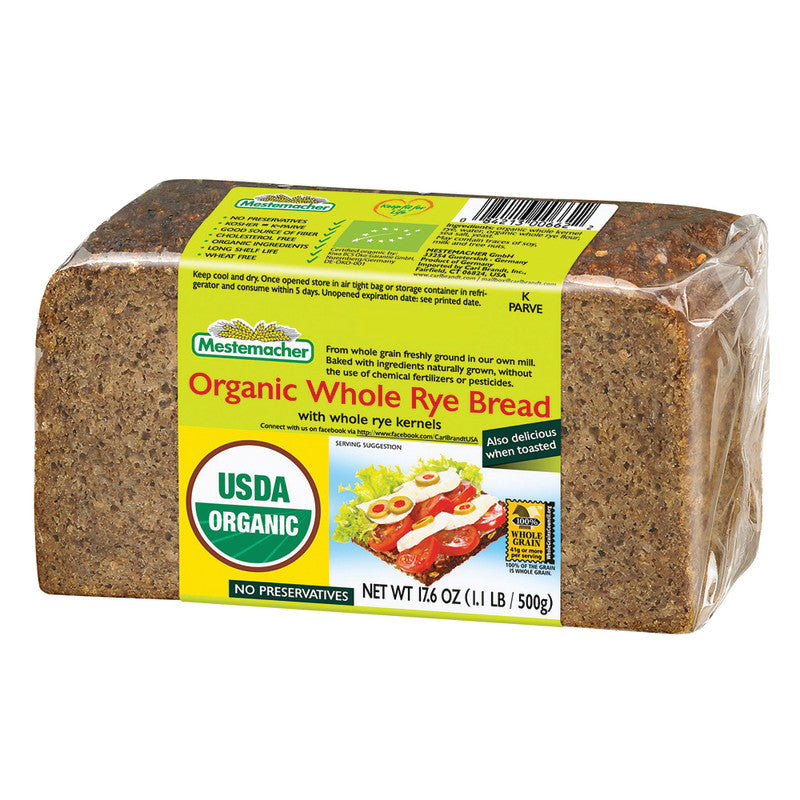 Wholesale Mestemacher Organic Whole Rye Bread 17.6 Oz- Bulk