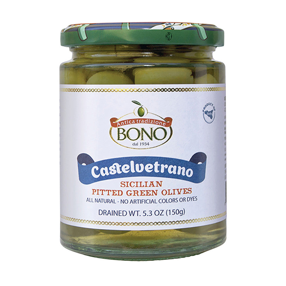 Bono Castelvetrano Sicilian Pitted Green Olives 5.3 Oz Jar