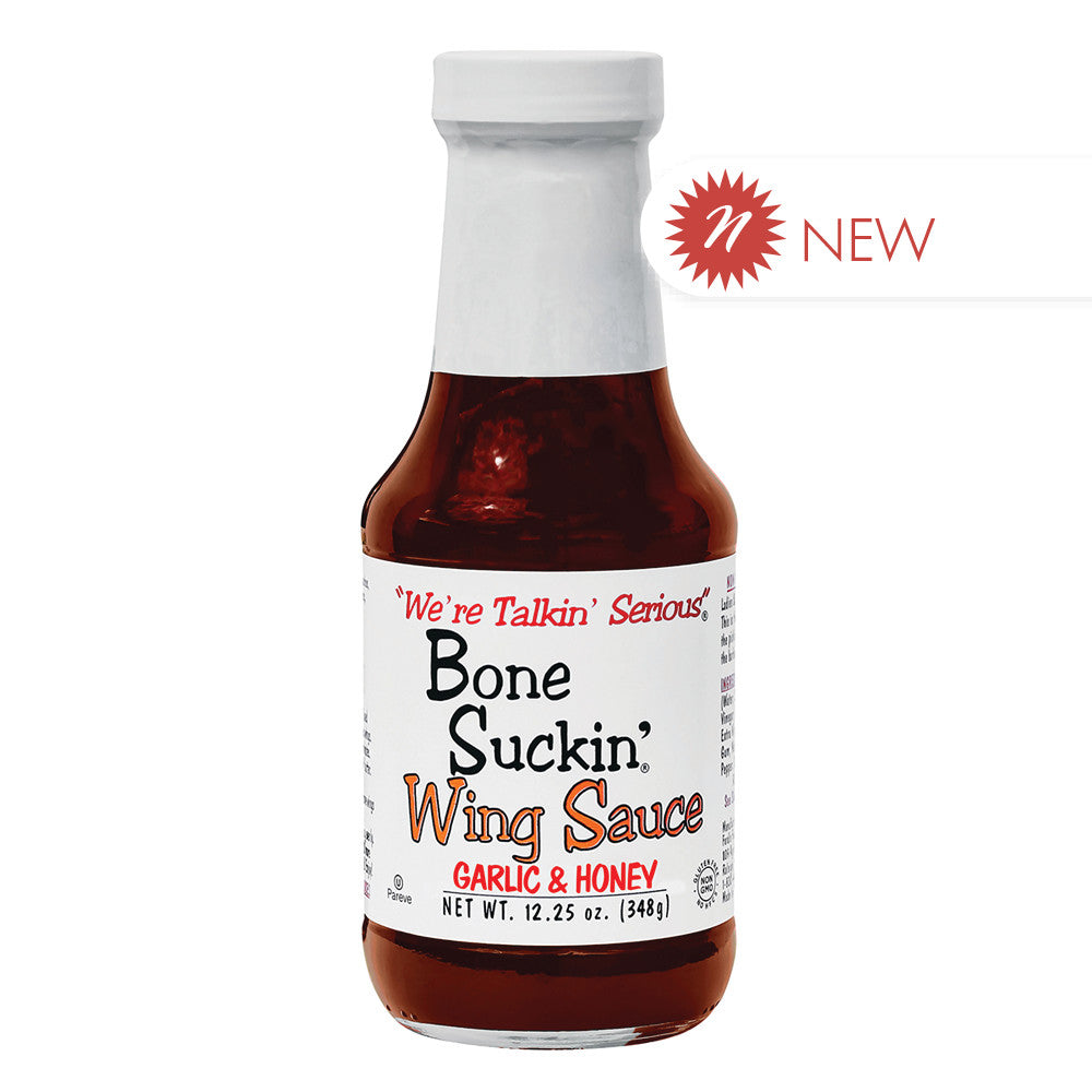 Wholesale Bone Suckin' Wing Sauce Garlic & Honey 12.25 Oz Bottle- Bulk