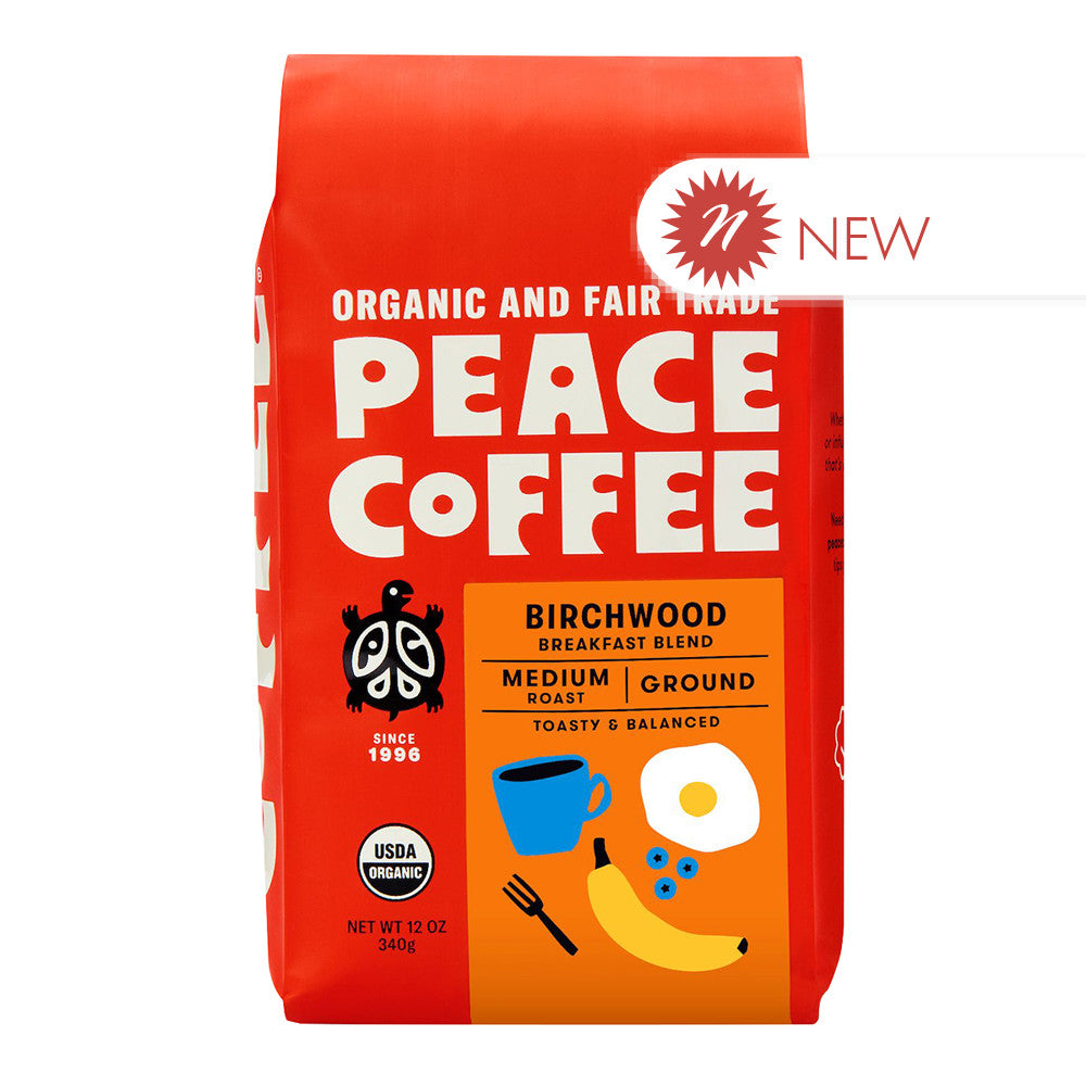 Wholesale Peace Coffee Ground Birchwood Breakfast Blend 12 Oz Pouch Bulk