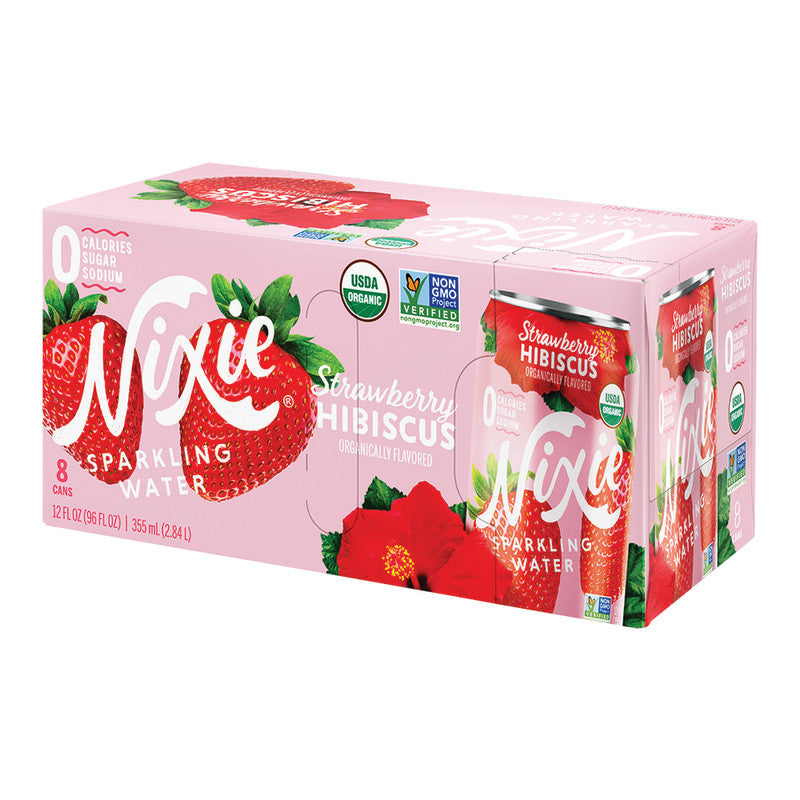 Wholesale Nixie Organic Sparkling Strawberry Hibiscus 12 Oz Cans 8 Count- Bulk