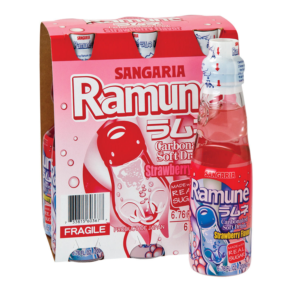 Sangaria Ramune Strawberry Soda 6 Pk 6.76 Oz Bottles
