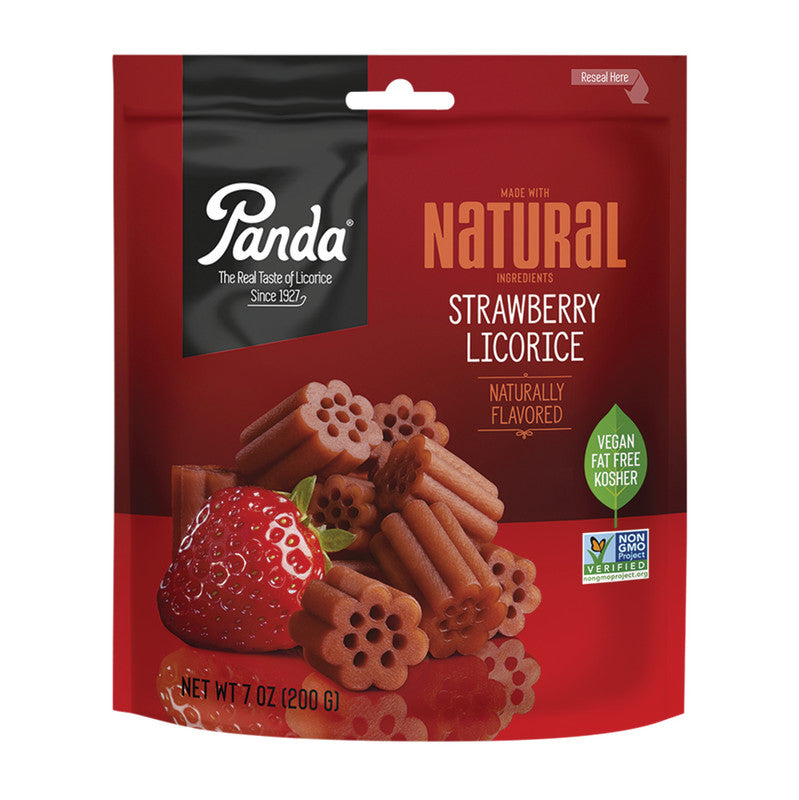 Wholesale Panda Strawberry Licorice Chews 7 Oz Pouch- Bulk