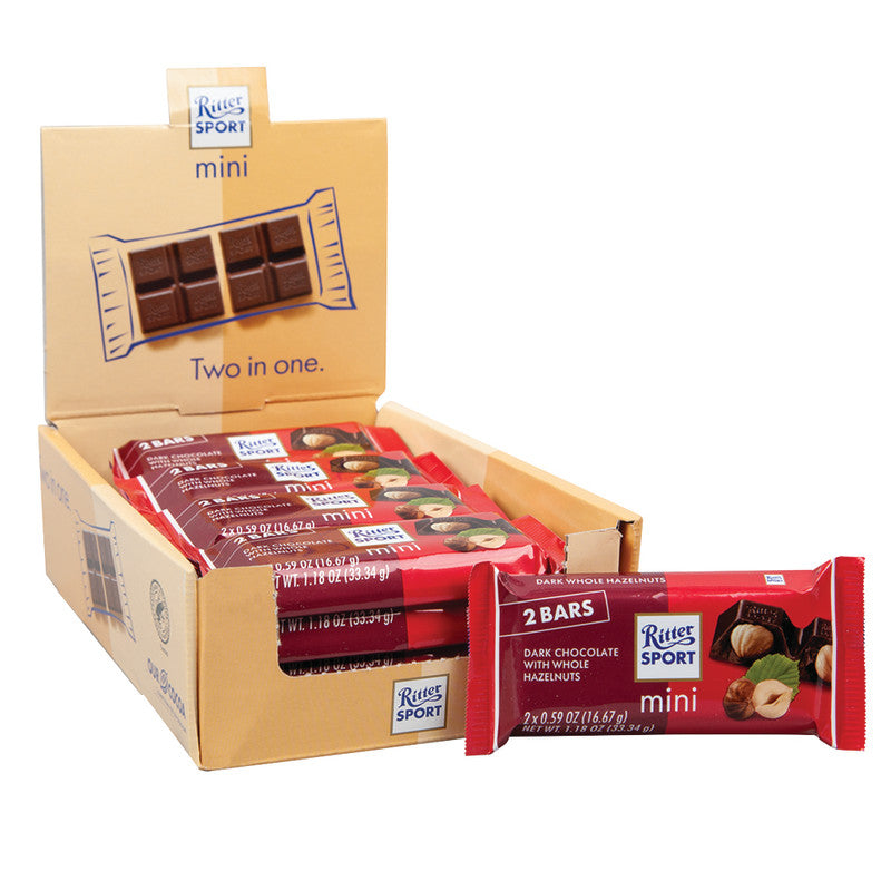 Wholesale Ritter Sport Mini 2-Pack Dark Chocolate With Hazelnuts 1.18 Oz- Bulk