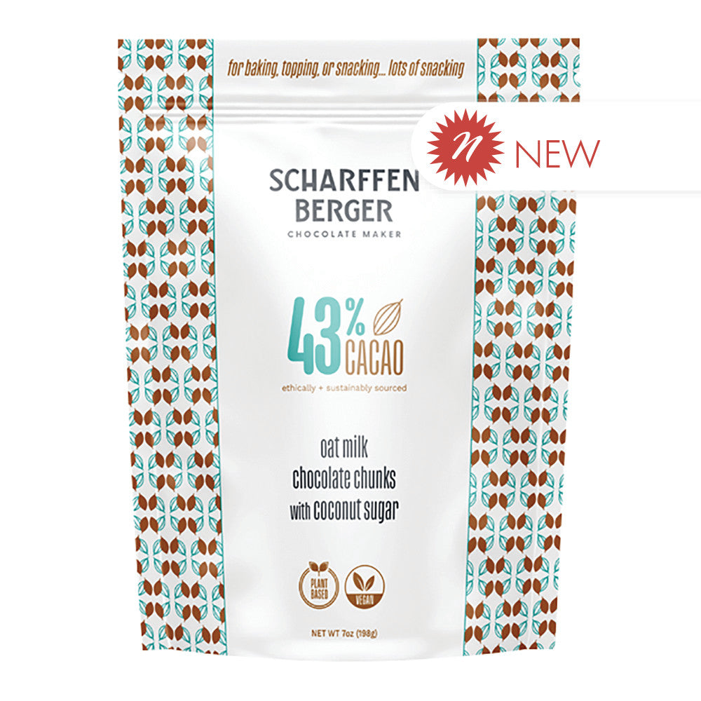 Wholesale Scharffen Chocolate Chunks 43% Cacao With Oat Milk & Coconut Sugar 7 Oz Pouch- Bulk