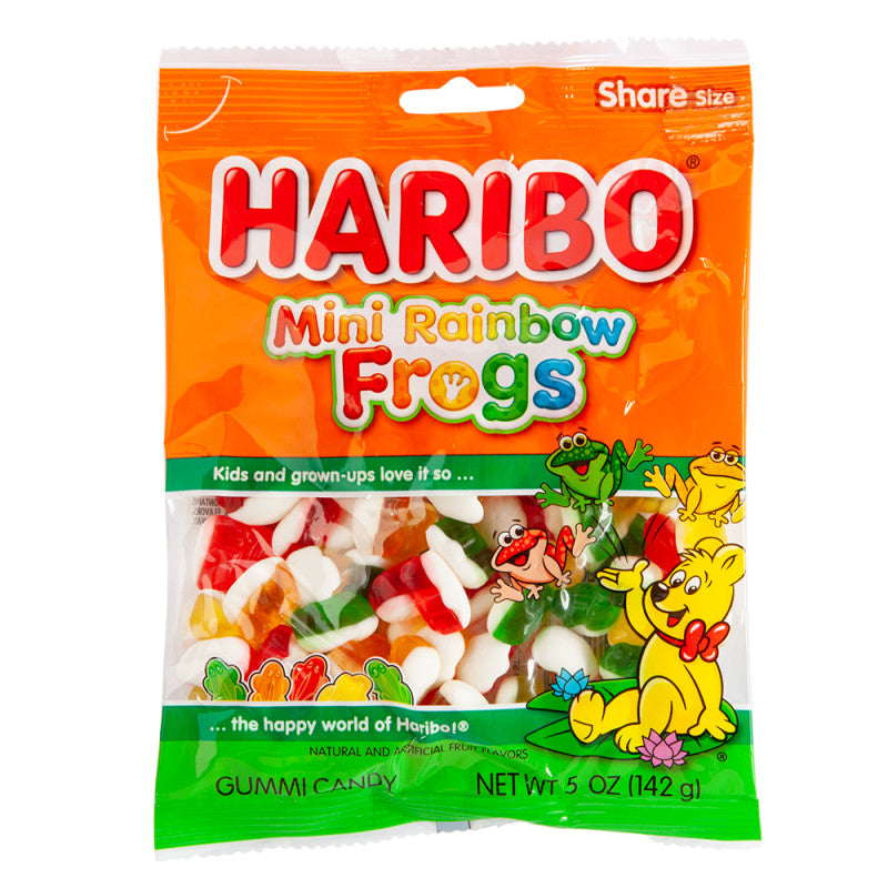 Wholesale Haribo Mini Rainbow Frogs Gummi Candy 5 Oz Peg Bag- Bulk