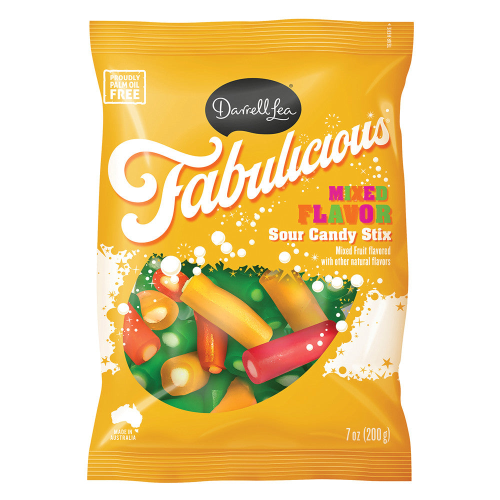 Wholesale Darrell Lea Fabulicious Mixed Flavor Sour Candy Stix 7 Oz Bag- Bulk