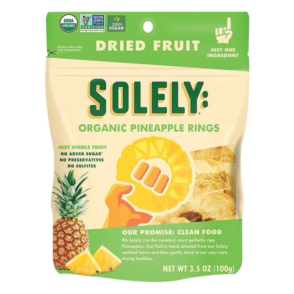 Wholesale Solely Organic Pineapple Rings 3.5 Oz Pouch- Bulk