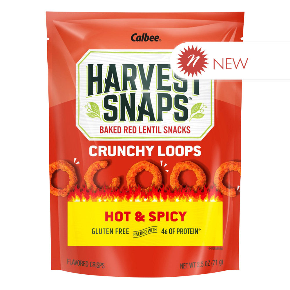 Wholesale Calbee Harvest Snaps Crunchy Loops Hot & Spicy 2.5 Oz Pouch- Bulk