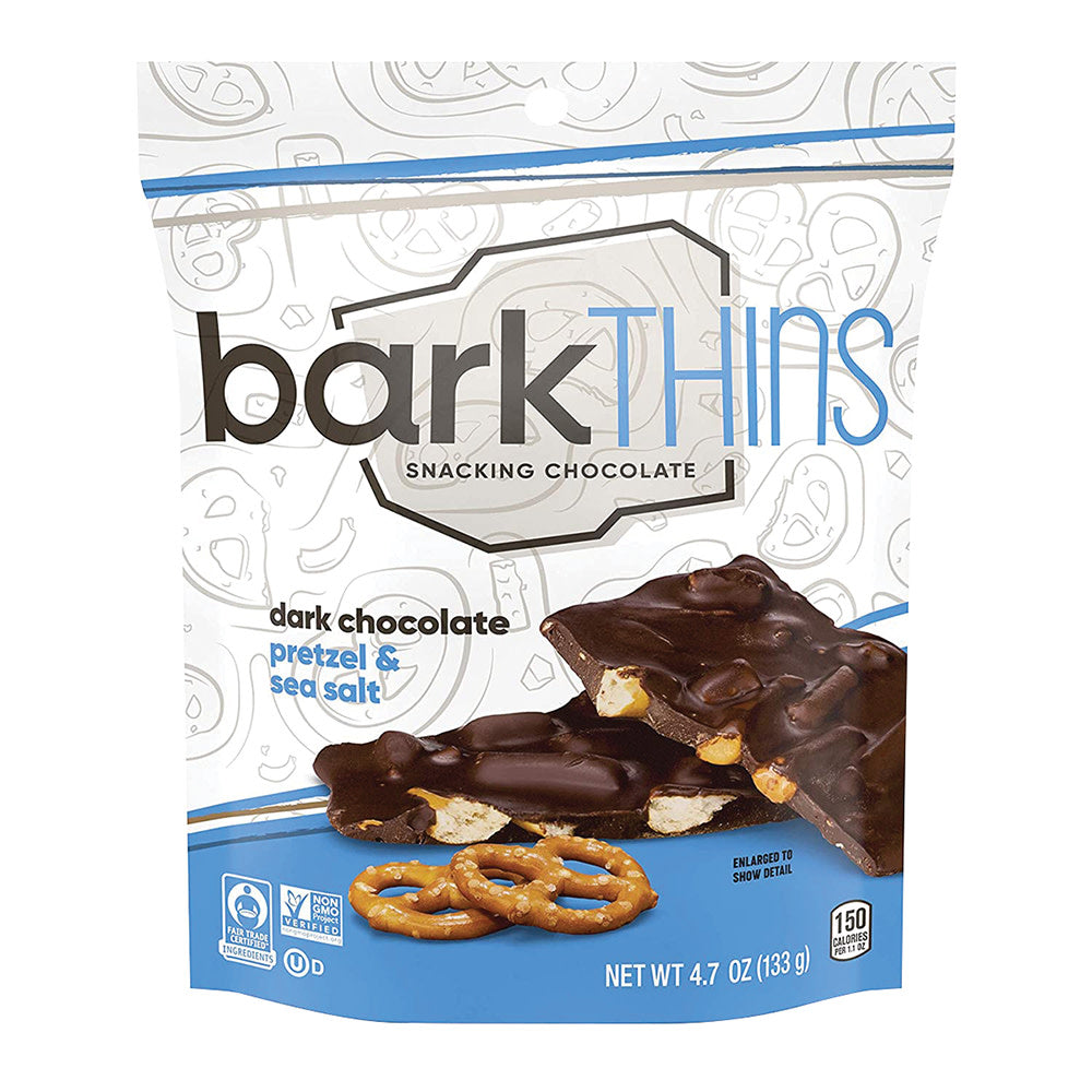 Wholesale Bark Thins Dark Chocolate Pretzel With Sea Salt 4.7 Oz Pouch- Bulk